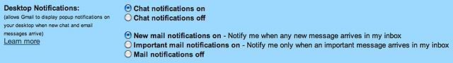 GMail Desktop Notifications Settings